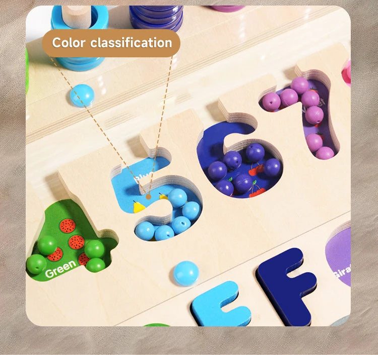 Montessori Wooden Toys Preschool Children Delight Puzzles Games Toys Early Educational Colors Numbers Shape Matching Toys Gifts