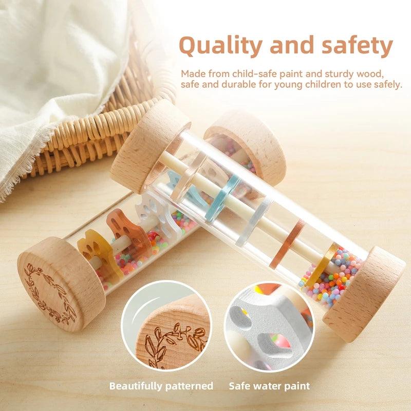 Baby Wooden Musical Instruments Toys Rain Stick Rainbow Hourglass Montessori Toys Rain Music Rattle Baby Educational Toys Gift - NTKSTORE