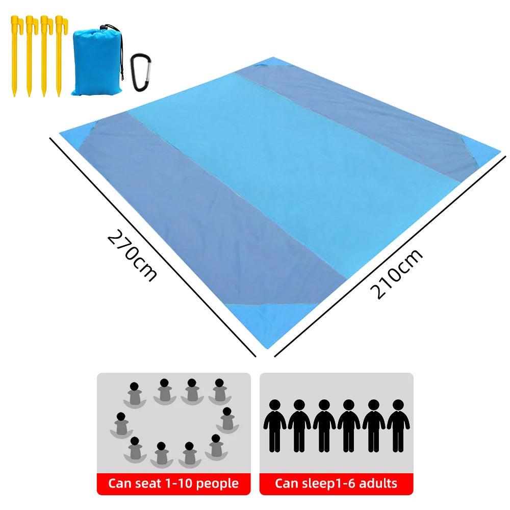 Waterproof Beach Mat Extra Large Outdoor Camping Mat Blanket Folding Sand Free Pocket Mattress Portable Lightweight Picnic Mat - NTKSTORE