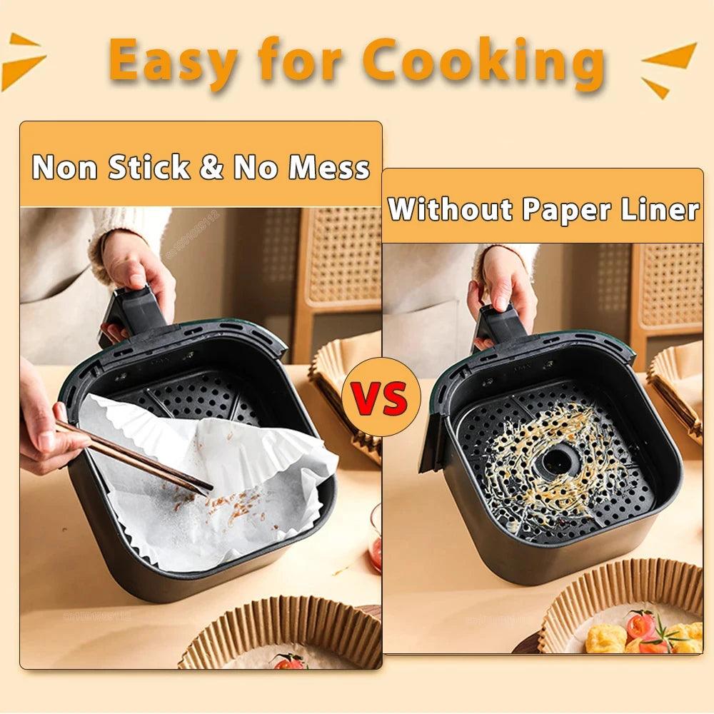 50/100Pcs Air Fryer Disposable Paper Non-Stick Airfryer Baking Papers Round Air-Fryer Paper Liners Paper Kitchen Accessories - NTKSTORE