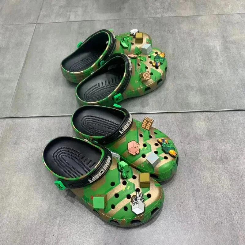 New bandai Cartoon anime Kawaii Children's Crocs shoes cute cos minecraft branded girl beach sandals student home slipper gift - NTKSTORE