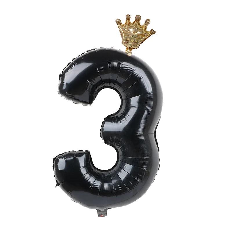 2pcs 32inch Rainbow Number Foil Balloons with Crown for Kids Boy Girl 1st Birthday Party Decorations Rose Gold Figures Globos - NTKSTORE