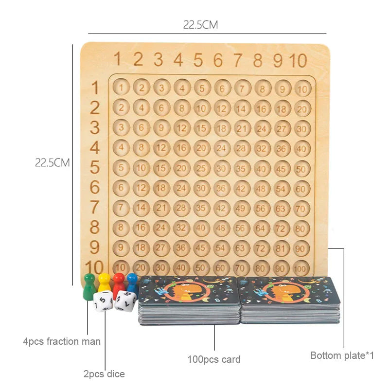 99 Multiplication Board Game Wooden Montessori Learning Educational Toys With Flash Cards Counting Teaching Aids