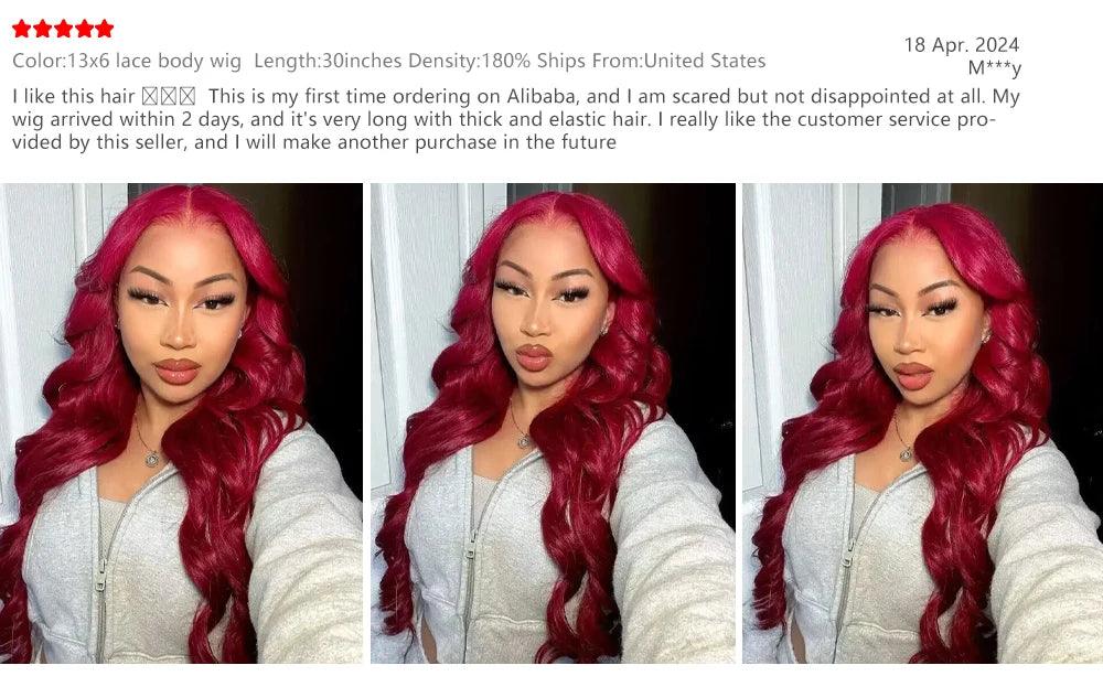 200 Density Burgundy 13x6 HD Lace Frontal Wig 99j Body Wave 13x4 Lace Front Human Hair Brazilian Human Hair 30 36 Inch - NTKSTORE