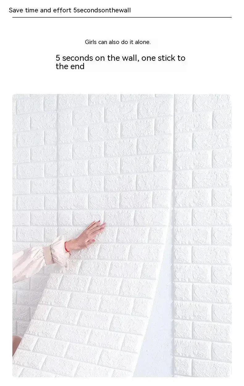 70cm*2m 3D Soft Foam Brick Wallpaper Sticker Roll DIY Self Adhesive Living Room Home Kitchen Bathroom Decorative Wall Paper - NTKSTORE