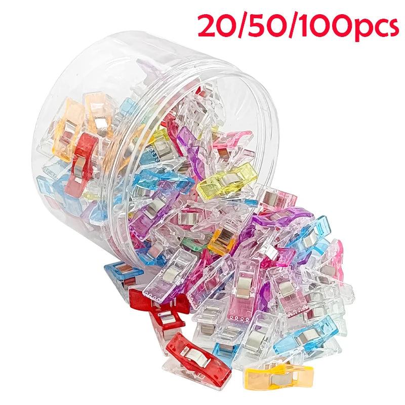 20/50/100PCs Sewing Clips Plastic DIY Crafting Crocheting Knitting Clothing Clips Assorted Colors Craft Securing Quilting Clip - NTKSTORE