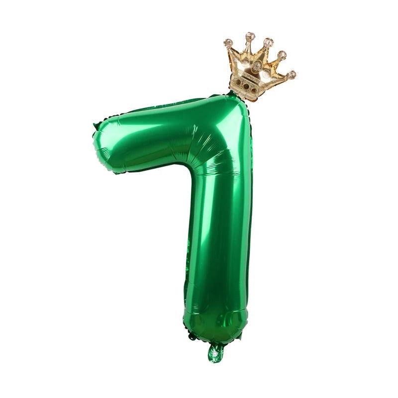 2pcs 32inch Rainbow Number Foil Balloons with Crown for Kids Boy Girl 1st Birthday Party Decorations Rose Gold Figures Globos - NTKSTORE