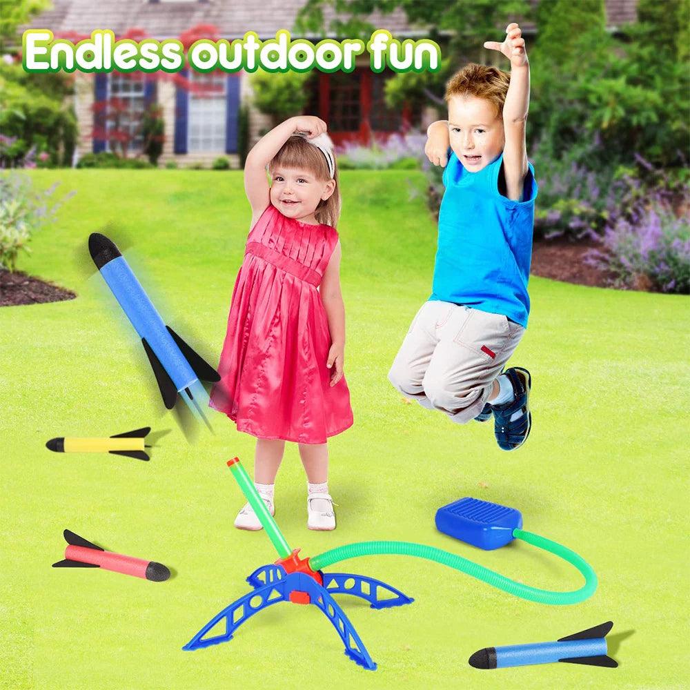 Kid Air Rocket Foot Pump Launcher Outdoor Air Pressed Stomp Soaring Rocket Toys Child Play Set Jump Sport Games Toy For Children - NTKSTORE