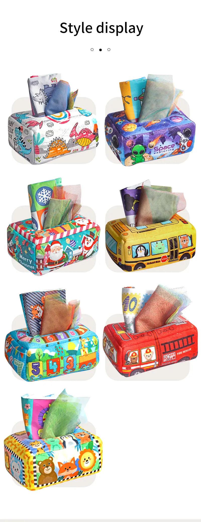 Baby Tissue Box Montessori Educational Toys Colorful Soft Sensory Toy For Toddler Finger Exercise Pumping Silk Scarf Gifts 0-18M - NTKSTORE