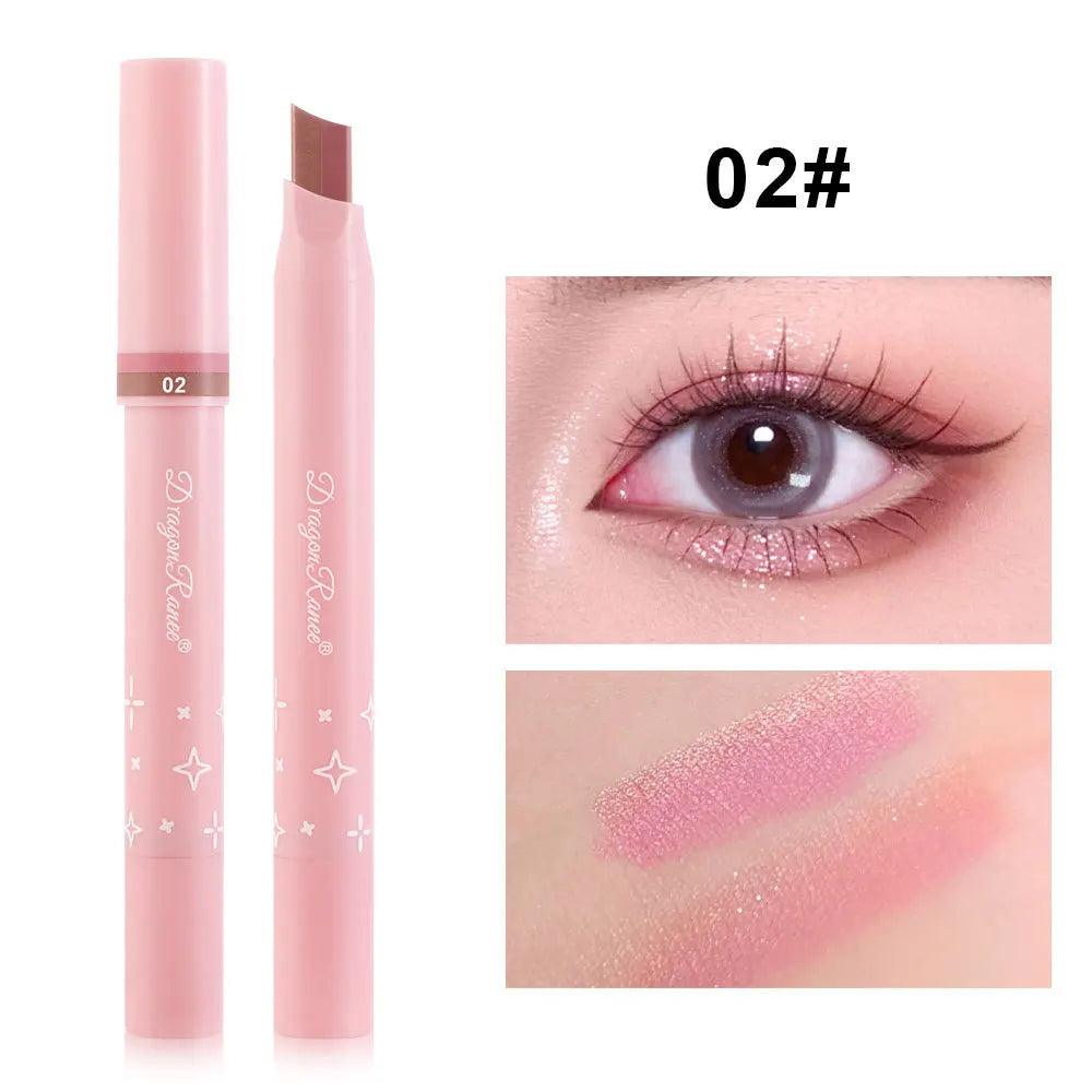 Metallic Grey Silver Eyeshadow Eyeliner Pencil Long-lasting Silkworm Highlighter Pen Two-color Shimmer Gradient Eye Shadow Stick - NTKSTORE