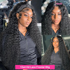 32 Inch Curly human hair lace frontal wig 13x4 13x6 Deep Wave HD Transparent lace front human hair wig For Women - NTKSTORE