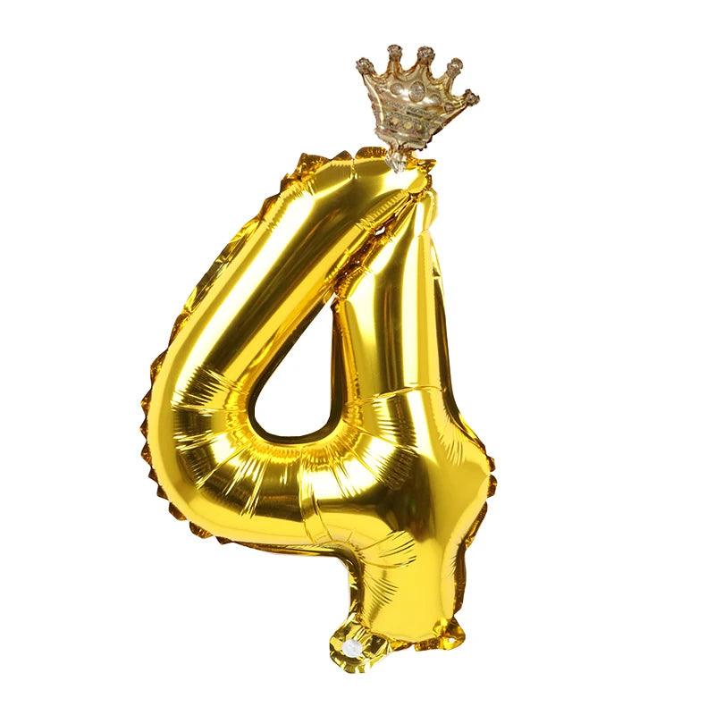 2pcs 32inch Rainbow Number Foil Balloons with Crown for Kids Boy Girl 1st Birthday Party Decorations Rose Gold Figures Globos - NTKSTORE