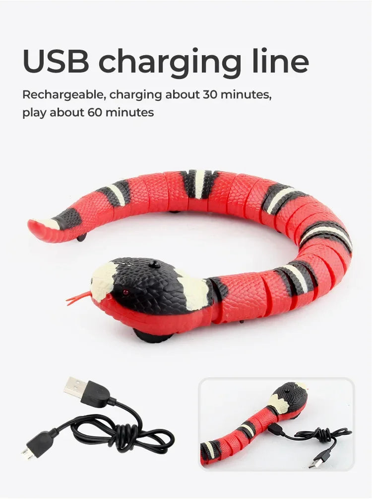 Smart Sensing Cat Toys Interactive Automatic Eletronic Snake Cat Teaser Indoor Play Kitten Toy USB Rechargeable for Cats Kitten - NTKSTORE