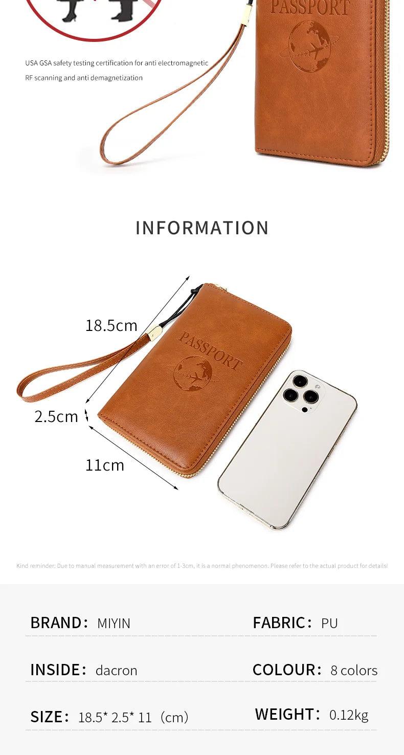 Fashionable and Portable RFID Travel Passport CasePULeather Multi functional Credit Card Passport Bag Neutral Travel Accessories - NTKSTORE