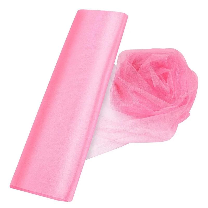 5/10M Sheer Crystal Wedding Tulle Roll Organza Fabric For Wedding Birthday Party Backdrop Decor DIY Wedding Organza Chair Sashes - NTKSTORE