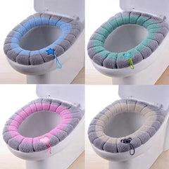 O-shaped Universal Bathroom Washable Toilet Warm Toilet Seat Cover Comfortable Thick Knitted Cushion Closestool Mat Pad Cover