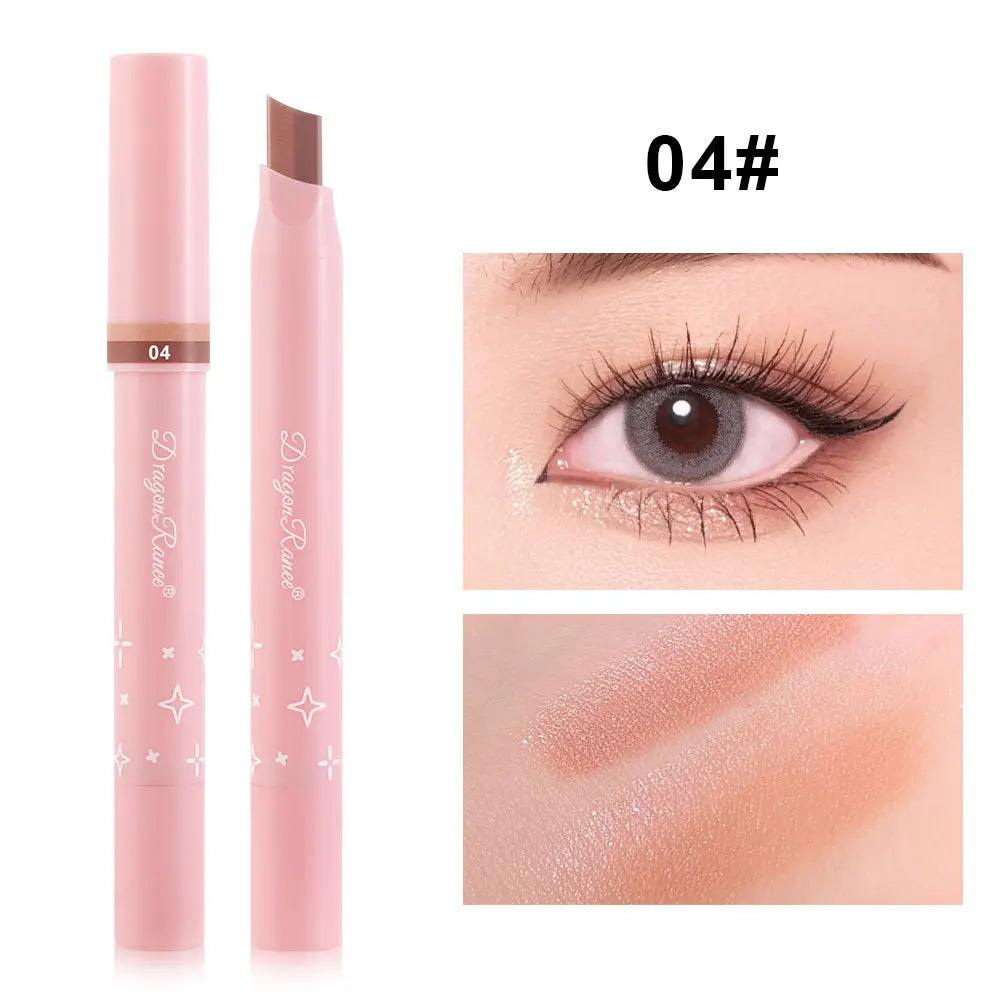 Metallic Grey Silver Eyeshadow Eyeliner Pencil Long-lasting Silkworm Highlighter Pen Two-color Shimmer Gradient Eye Shadow Stick - NTKSTORE