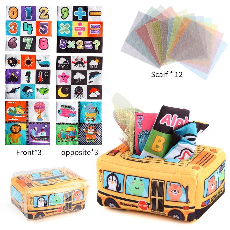 Baby Tissue Box Montessori Educational Toys Colorful Soft Sensory Toy For Toddler Finger Exercise Pumping Silk Scarf Gifts 0-18M - NTKSTORE