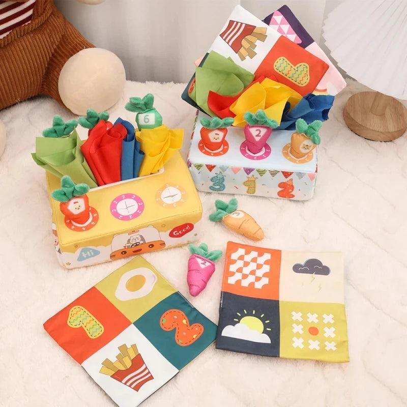 Baby Tissue Box Pull Out Radish Toys Carrot Harvest Toddler Fine Motor Skills Montessori Early Learning Educational Games Toys - NTKSTORE