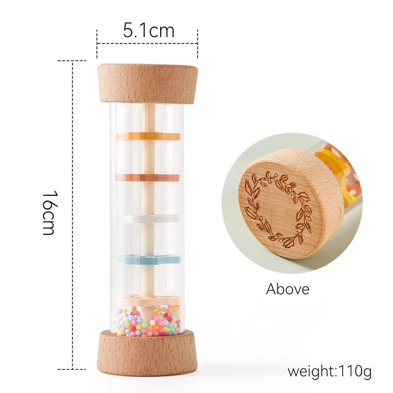 Montessori Baby Rain Stick Rainbow Hourglass Rain Music Rattle Baby Educational Toy Silicone Teether Sensory Toys for Kids Gift - NTKSTORE