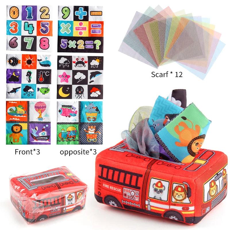 Baby Tissue Box Montessori Educational Toys Colorful Soft Sensory Toy For Toddler Finger Exercise Pumping Silk Scarf Gifts 0-18M - NTKSTORE