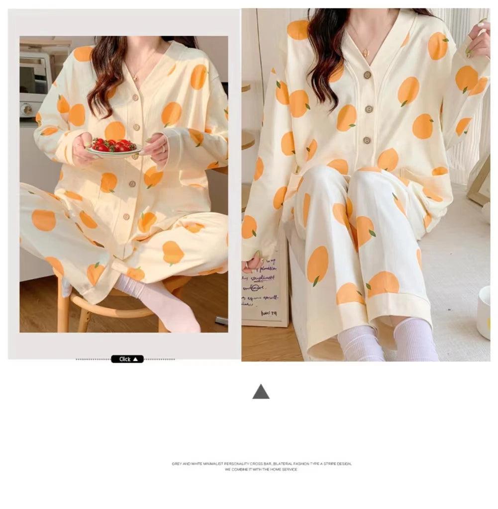 Maternity Pajamas Homewear Suit Nursing Pajamas Moon Clothes Spring and Autumn Cotton Monthly Clothing Summer Nursing Clothes - NTKSTORE