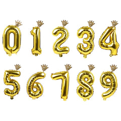 2pcs 32inch Rainbow Number Foil Balloons with Crown for Kids Boy Girl 1st Birthday Party Decorations Rose Gold Figures Globos - NTKSTORE