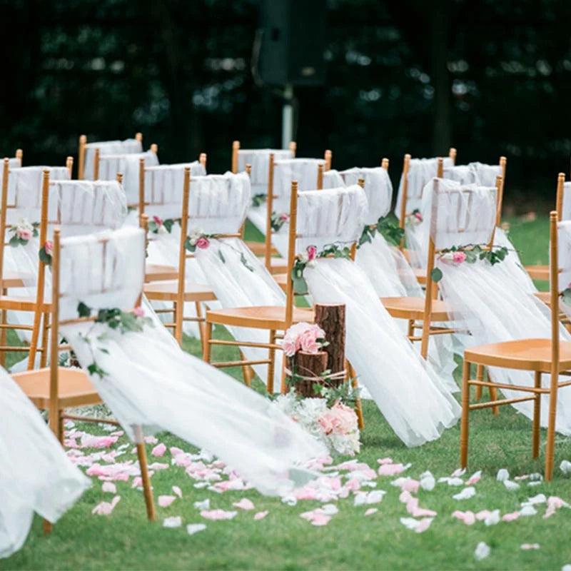 5/10M Sheer Crystal Wedding Tulle Roll Organza Fabric For Wedding Birthday Party Backdrop Decor DIY Wedding Organza Chair Sashes - NTKSTORE