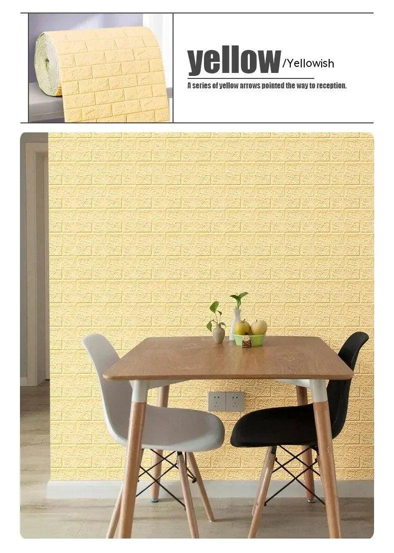 70cm*2m 3D Soft Foam Brick Wallpaper Sticker Roll DIY Self Adhesive Living Room Home Kitchen Bathroom Decorative Wall Paper - NTKSTORE