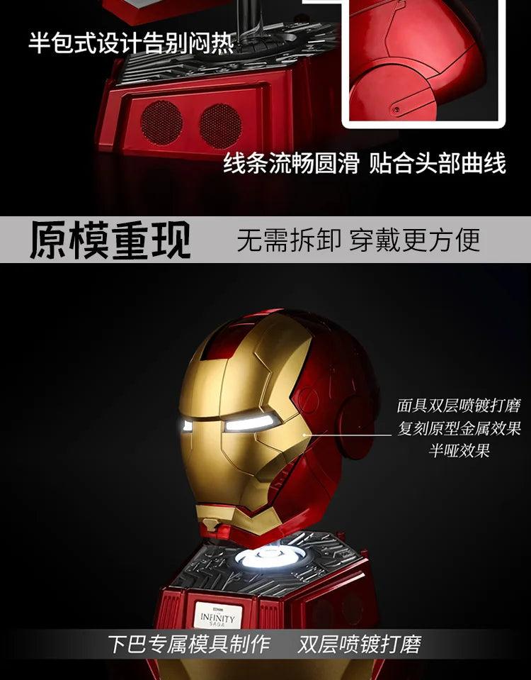 Hot 60cm Iron Man 1:1 Cosplay Helmet Marvel Avengers Light Led Ironman Mask Action Figure Model Toy Child Adult Christmas Gift - NTKSTORE