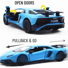 Lamborghini Aventador SV Pullback Car Model Toy Replica 1:36 Scale Diecast Miniature Art Kid Boy Traffic Vehicle Figure Gift