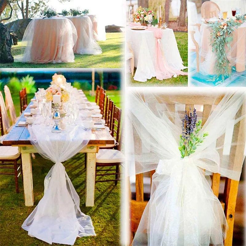 5/10M Sheer Crystal Wedding Tulle Roll Organza Fabric For Wedding Birthday Party Backdrop Decor DIY Wedding Organza Chair Sashes - NTKSTORE