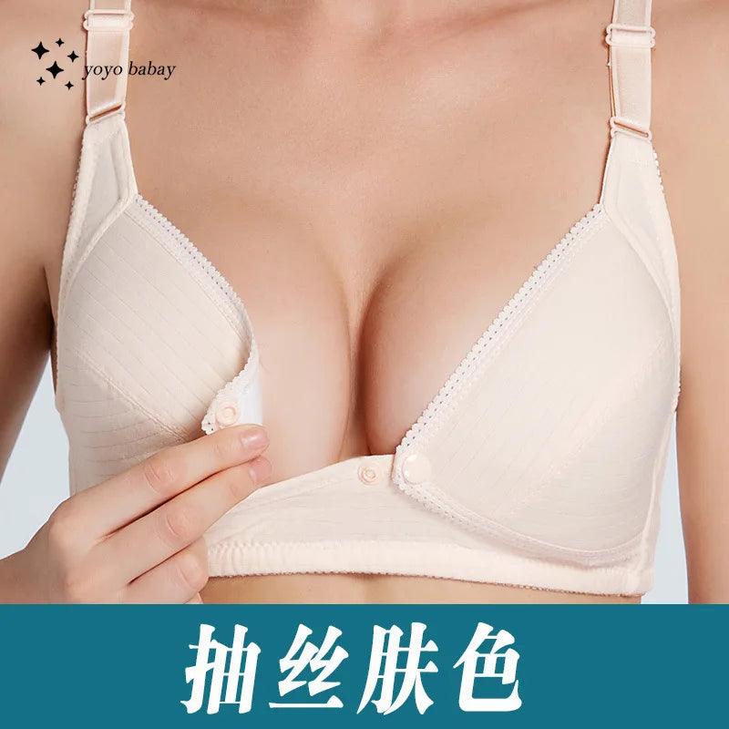 Soft Wire Free Nursing Bra 100% Cotton Breastfeeding Maternity Suckling Button Brassiere for Pregnant Women Underwear Clothing - NTKSTORE