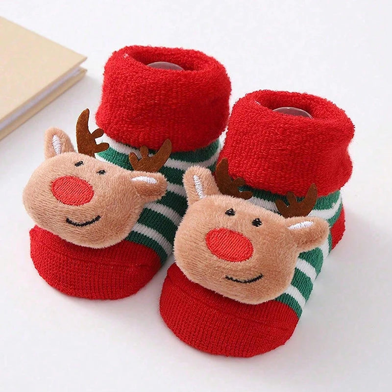 Kids Christmas Socks For 0-12Months Children's Short Socks Girls Boys Winter Warm Cotton Toddler New Year Gift Santa Claus Socks - NTKSTORE