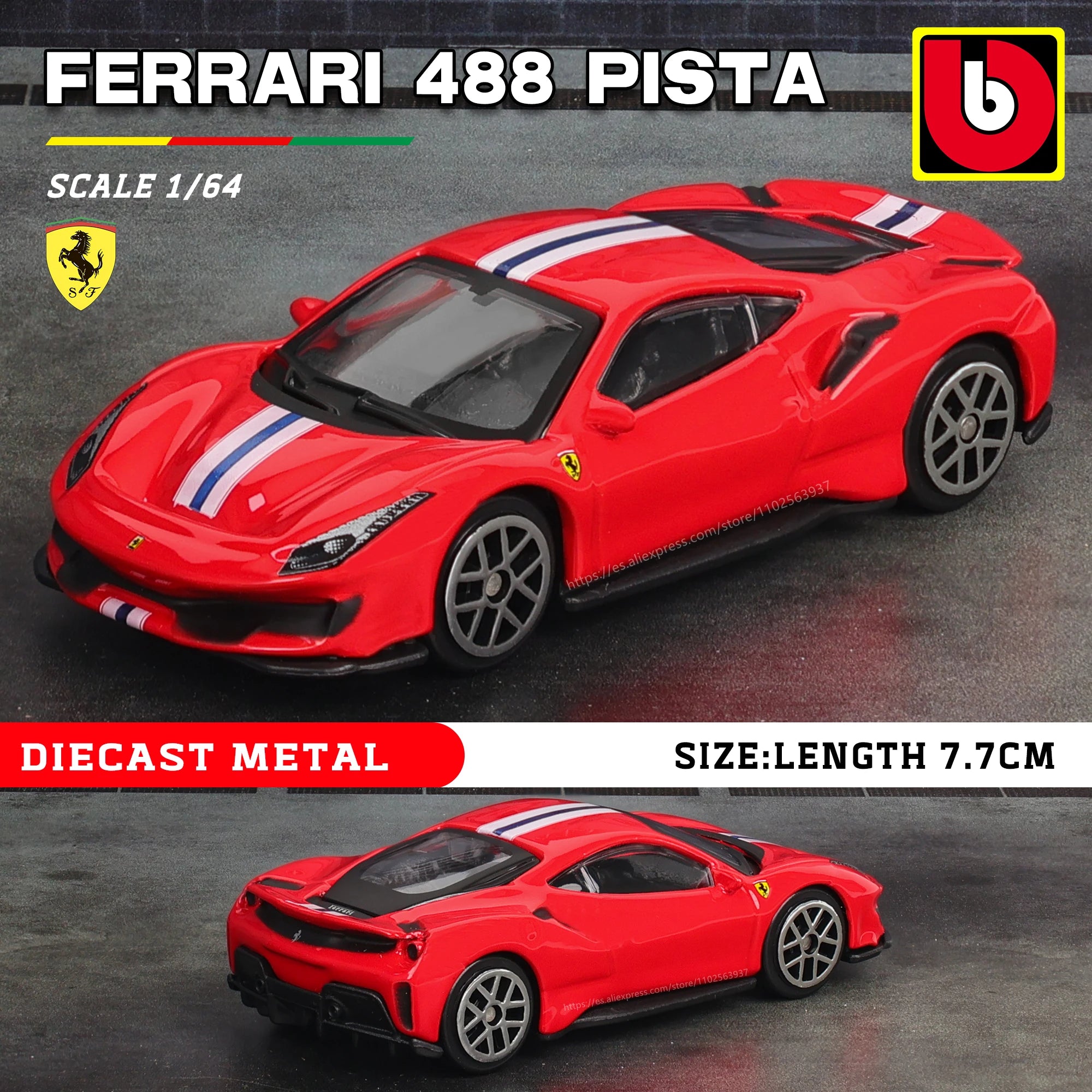 Bburago 1:64 Ferrari series 296 GTB 458 488 F12 ROMA F40 alloy luxury car die-casting car model toy collection gift