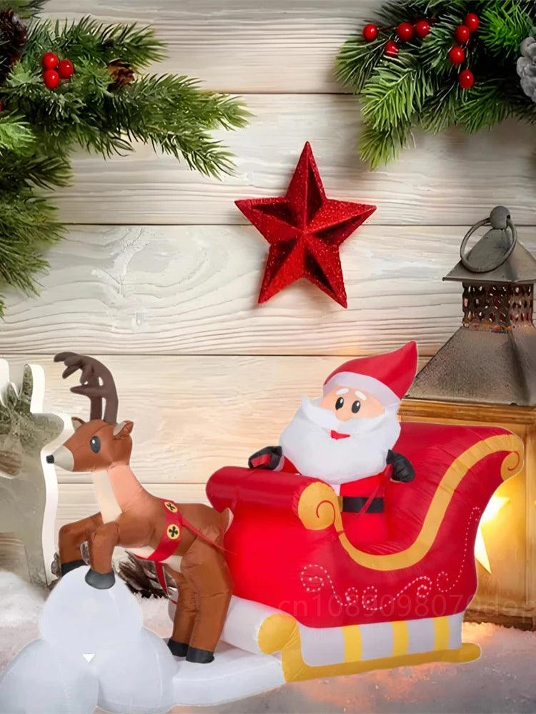 Christmas Inflatables 1.5M Santa Claus Riding Sled Reindeer Built-in LED Indoor Outdoor Fun Decoration Yard Garden Holiday Party - NTKSTORE