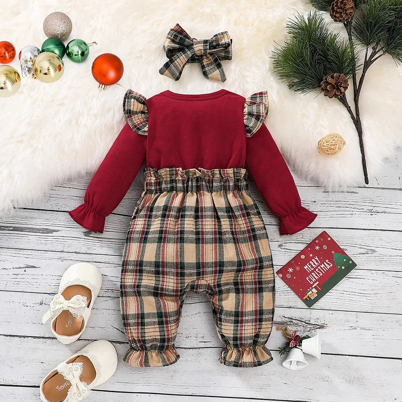 Prowow My First Christmas Baby Romper Green Xmas Tree Bodysuit For Infants Newborns 2024 New Year Baby Costume