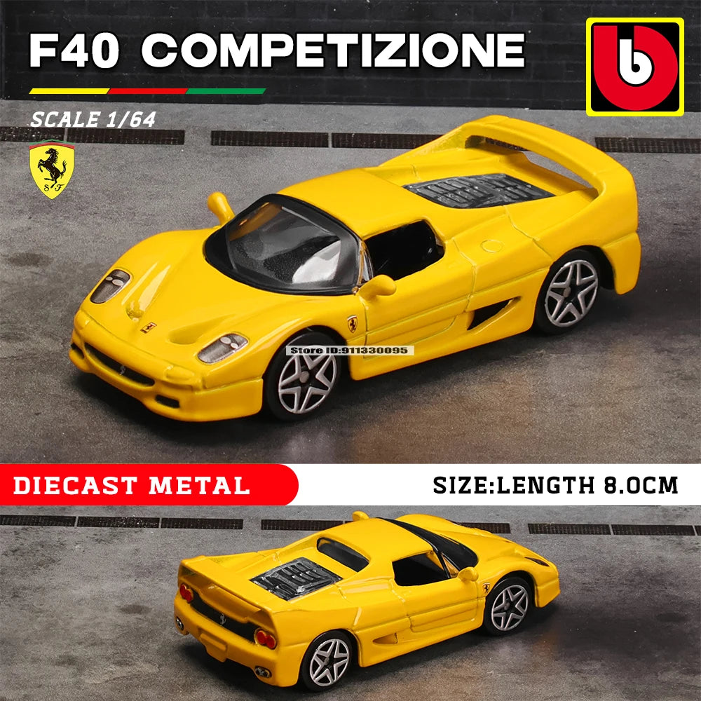 Bburago 1:64 Ferrari series 296 GTB 458 488 F12 ROMA F40 alloy luxury car die-casting car model toy collection gift