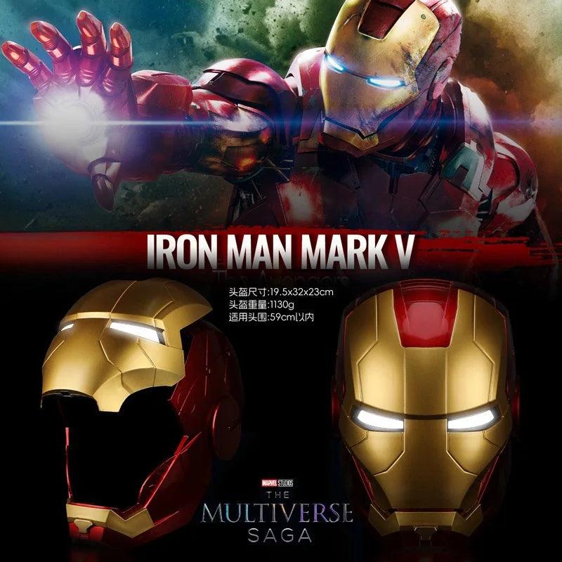 Hot 60cm Iron Man 1:1 Cosplay Helmet Marvel Avengers Light Led Ironman Mask Action Figure Model Toy Child Adult Christmas Gift - NTKSTORE