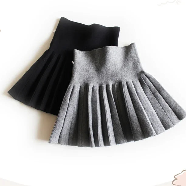 Baby Girls Knit Skirt Autumn Winter Princess Pleated Children School High Waist Mini Tutu Skirts Kids Clothing - NTKSTORE