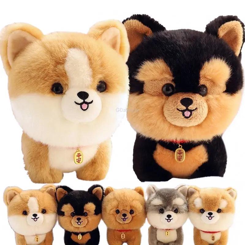 Adorbale Furry Plush Corgi Dog Plush Toy Stuffed Big Head Kawaii Lifelike Animal Shiba inu ChowChow Yorkshire Bichon Husky Doll - NTKSTORE