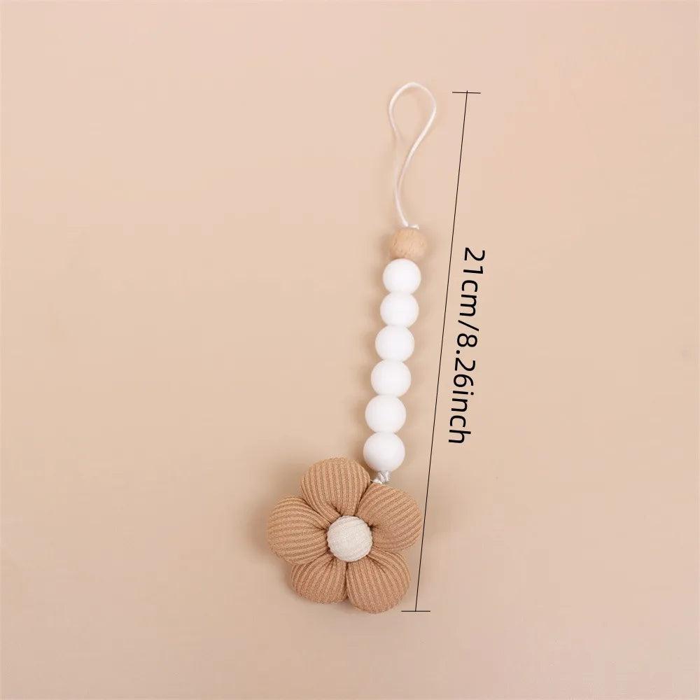 Flower Baby Silicone Bead Pacifier Clip Chain Newborn Dummy Nipple Holder Clips BPA Free Teething Toys Soother Pendant Holder - NTKSTORE