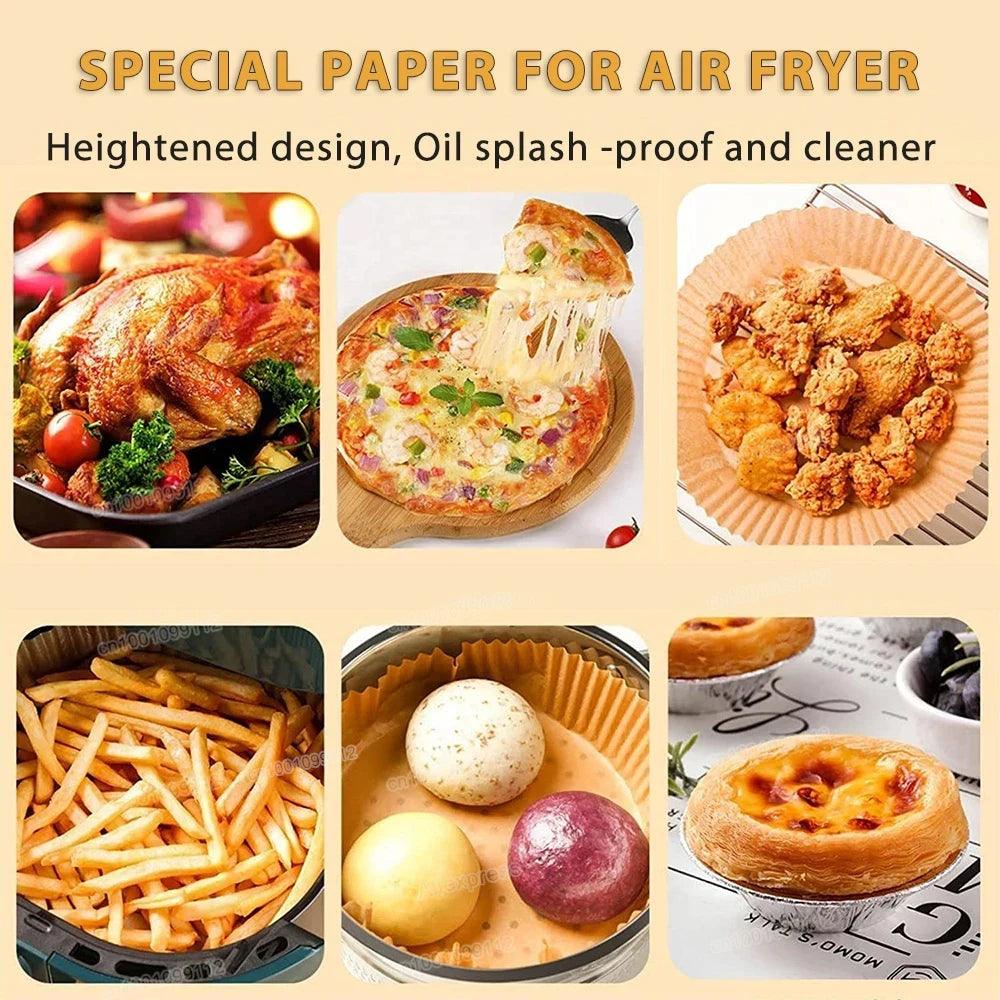 50/100Pcs Air Fryer Disposable Paper Non-Stick Airfryer Baking Papers Round Air-Fryer Paper Liners Paper Kitchen Accessories - NTKSTORE