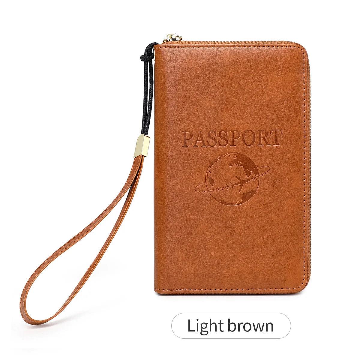 Fashionable and Portable RFID Travel Passport CasePULeather Multi functional Credit Card Passport Bag Neutral Travel Accessories - NTKSTORE