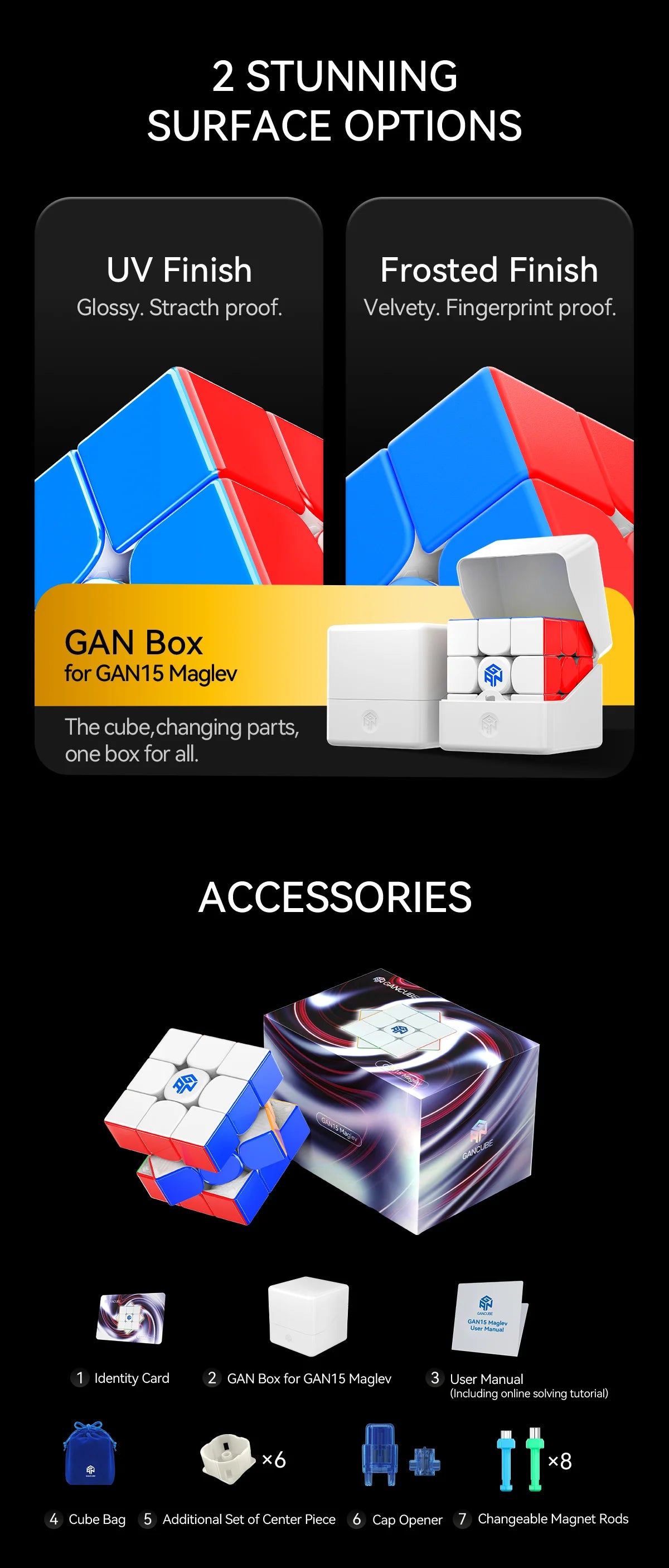 2024 New Gan 15 Maglev UV Magnetic Magic Speed Cube Stickerless Professional GAN 15M Cubo Magico Puzzle For Children Kids Gift - NTKSTORE