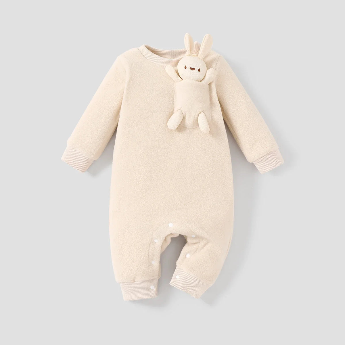 PatPat Baby Girl/Boy Hyper-Tactile 3D Rabbit Pattern Long Sleeve Jumpsuit Soft and Comfortable Perfect for Outings - NTKSTORE