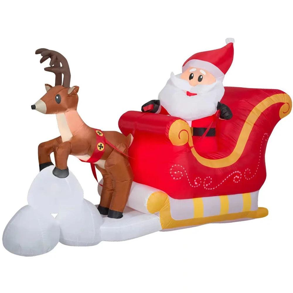 Christmas Inflatables 1.5M Santa Claus Riding Sled Reindeer Built-in LED Indoor Outdoor Fun Decoration Yard Garden Holiday Party - NTKSTORE