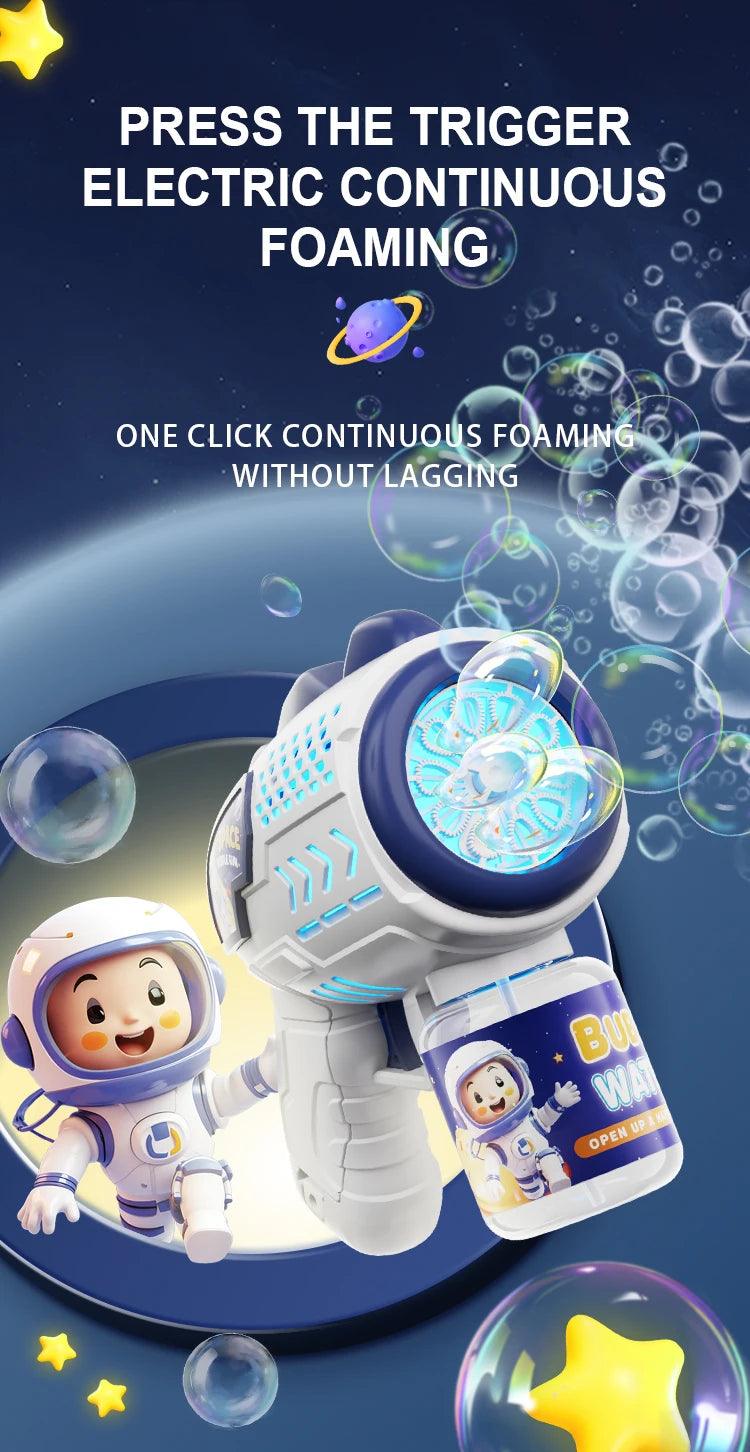 Astronaut Electric Bubble Gun Kids Toy Bubbles Machine Automatic Soap Blower with Light Summer Outdoor Party Games Children Gift - NTKSTORE