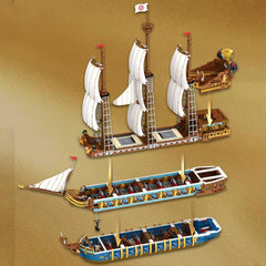 Caribbean MOC Reobrix 66011 The Royal Fleet The Sun Pirate Ship Sailboat Royal Sunshine Model 3162PC Building Blocks Brick Toys - NTKSTORE