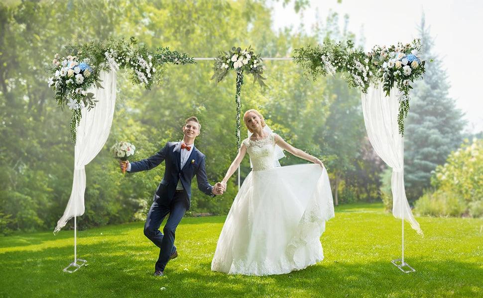 3x6M Wedding Arch Metal Iron Backdrop Stand Door Birthday Party Decor Silver Balloon Frame Garden Flower Plants Rack - NTKSTORE